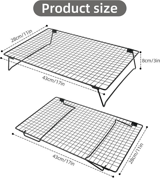 Sourdough Cooling Rack, Heavy Duty Cooling Rack for Sourdough, 17×11×3 Inch Elevated Design, Black，Gifts for Baking Must Haves,1 PCS