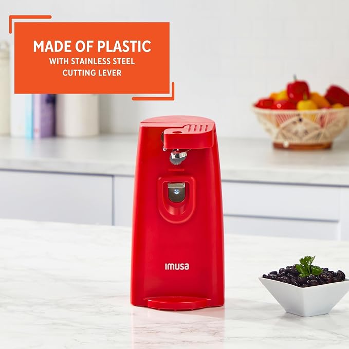 IMUSA Red Electric Can Opener with Bottle Opener & Knife Sharpener
