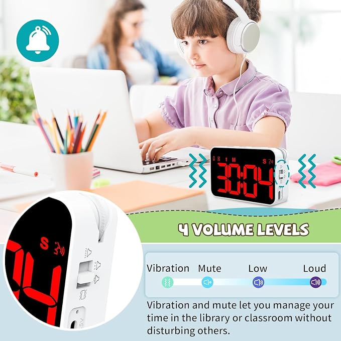 PERSUPER Kitchen Digital Timer, Count Down Up, Rechargeable, Vibration Mode | Adjustable Volume and Brightness LED Display, Time Management Cook, Desk, Kids Adults Study Teaching, Kitchen Gadgets Red-1