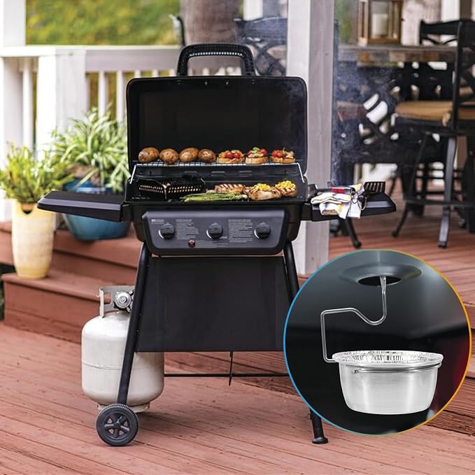Universal Grease Cup for Char-Broil Kenmore and Other Similar Grills | 5884694 Grease Catcher Cup with Holder and 15-Pack Aluminum Drip Liner Collect Cooking Oil for Masterbuilt 30" & 40" Smokers