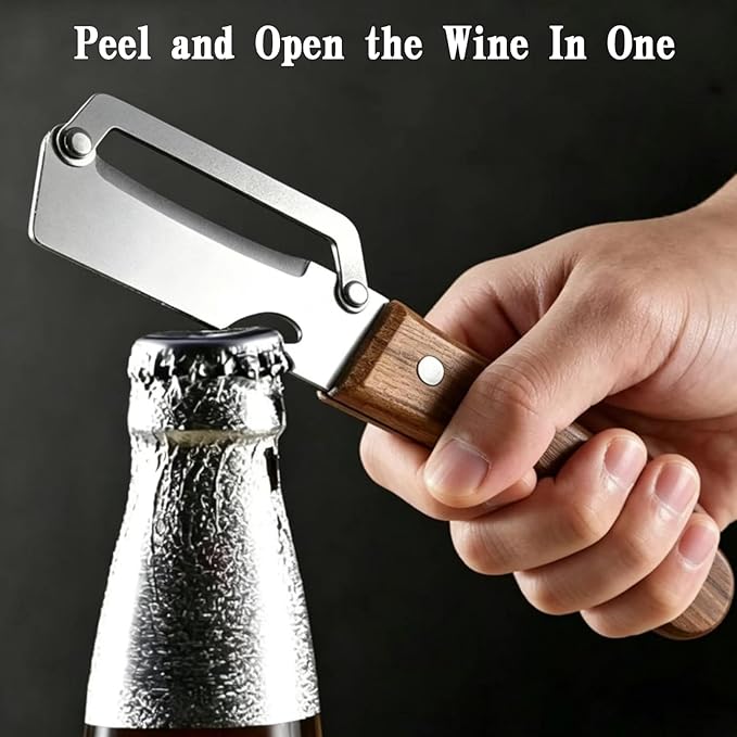 Multifunctional Vegetable Peeler for Kitchen, Stainless Steel Peeler With Bottle Opener and Wooden Handle, Kitchen Peeler for Fruit or Vegetables （2 pcs）