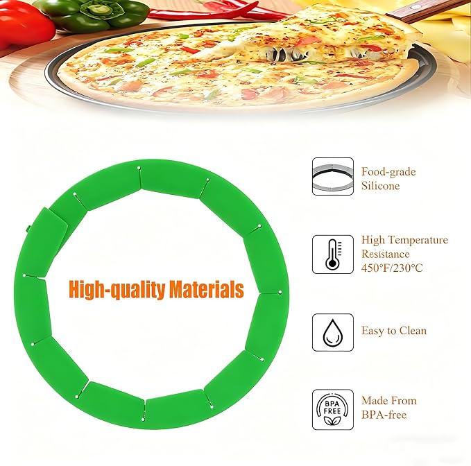 Easily Adjustable Silicone Pie Crust Protector, Fits8-11.5" Pie Crust | Food-Grade Silicone , Prevents Crust Edges from Burning,2 Anti-Slip Clips,BPA-Free, Oven/Microwave/Dishwasher Safe,green,2pcs