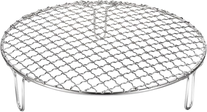 HARFINGTON Round Cooking Rack 7.9-inch Stainless Steel Cross Wire Barbecue Grill Net with 50mm Legs for Cooking Baking Steaming BBQ