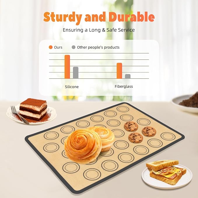Non-Stick Silicone Baking Mat, Silicone Rectangular Baking Mat, Non-Stick, Reusable, Rectangular, 16.5 x 11.6 in