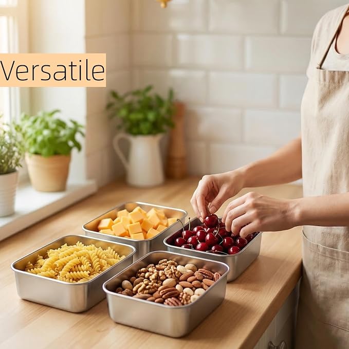 Stainless Steel Loaf Pan for Bread, 4 Pack Metal Baking Pan, Dishwasher Safe (8.5" x 5.7" x 2.5")