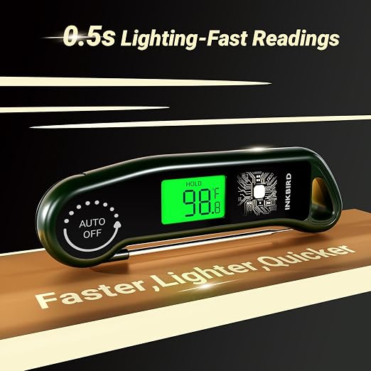 INKBIRD 0.5S Waterproof Instant Read Meat Food Thermometer for Cooking | 0.5s Instant Roasting Thermometer, Kitchen Thermometer, LCD Screen, BBQ Thermometer for Grilling, Roasting, Baby Diet