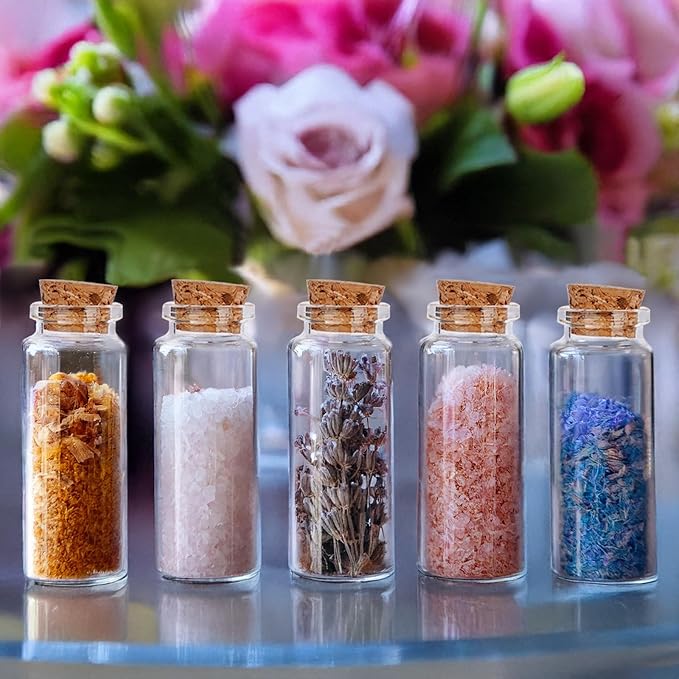 OurWarm 32PCS 40ml Small Glass Bottles with Cork Lids, Mini Jars Glass Vials with Wooden Corks Tags & Twines, Small Potion Message Bottles for Birthday Wedding Baby Shower DIY Crafts Gift Party Favors