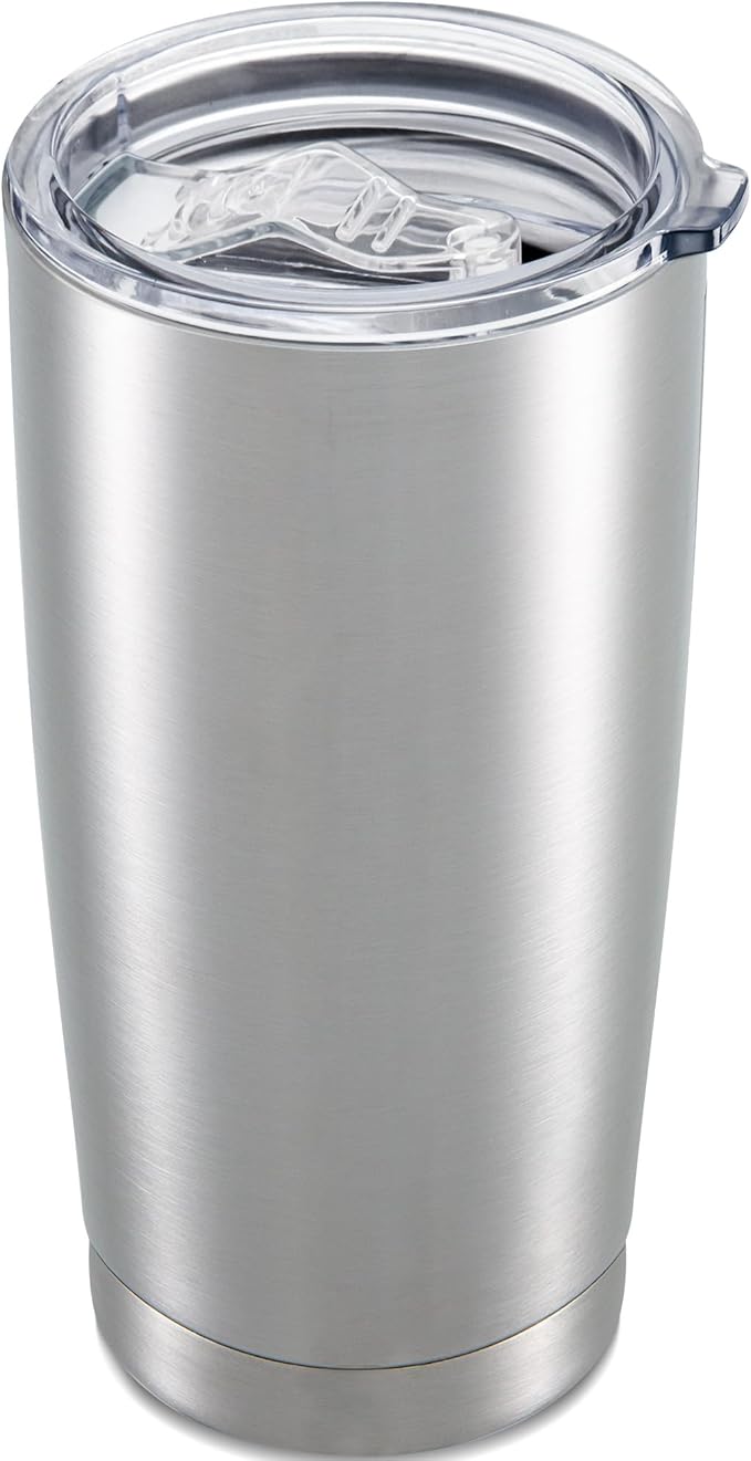 20 oz Tumbler with Lid Stainless Steel Insulated Tumblers Cups Travel Mug | Double Wall Vacuum, Powder Coated, Keep Drinks Cold and Hot, Waterproof Lid, Fit of Car Cup Holders, Stainless