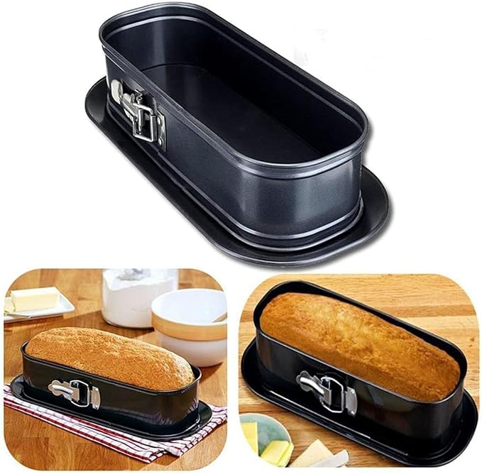 12 Inch Oval Non-Stick Springform Baking Pan Black | Removable bottom with quick release latch for easy cake demoulding
