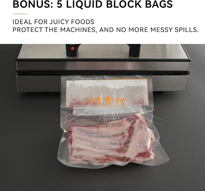 Wevac Vacuum Sealer Bags 6x10" 200 Pint for Food Saver, Suction Channel