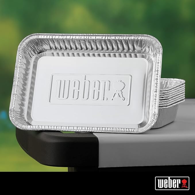 Weber® Aluminum Drip Pans, 10‑Pack | Disposable Foil Pans, Ideal for Roasts, Turkeys & Gravy Drippings - Compatible with Weber® Gas Grills - Grill Accessory
