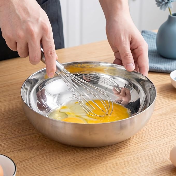 CALLARON 75oz Stainless Steel Mixing Bowls - 9.4 inch Large Metal Serving Bowl, Non-Slip Silver Decorative Bowl for Salad, Pasta, Soup, Fruit, Dishwasher Safe