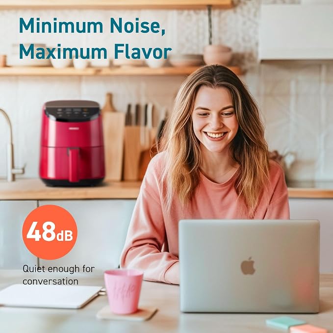 Cosori Lite 2.1 Qt Small Air Fryer, Ceramic Coating, 4-in-1, 97% less oil | Ideal for dorms, apartment, RVs, Quiet, Touch control, Air Fry, Bake, Roast, Reheat, Dishwasher-Safe Basket, Max 400℉
