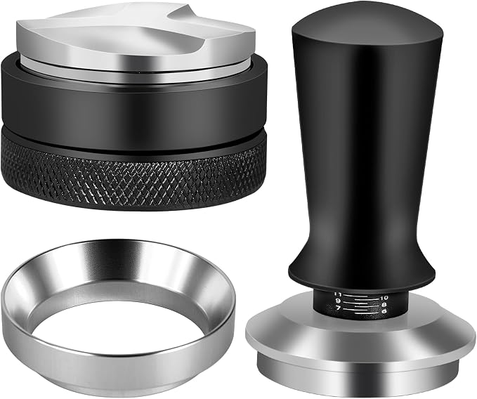 Reoszeank 58mm Espresso Accessories Kit, Distributor, Tamper, Dosing Funnel | Spring Loaded Calibrated Tamper, Espresso Distribution Tool and Leveler, fits 58 mm Espresso Machine and Portafilter