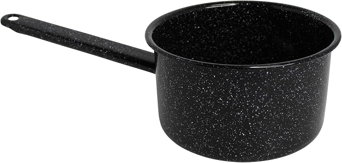 MIRRO 1.25 Qt Enamel Saucepan for Sauces, Black | Compact Size for Efficient Cooking, Smooth Glass Enamel Coating, Comfortable Extended Handle, Versatile for Sauces, Gravies