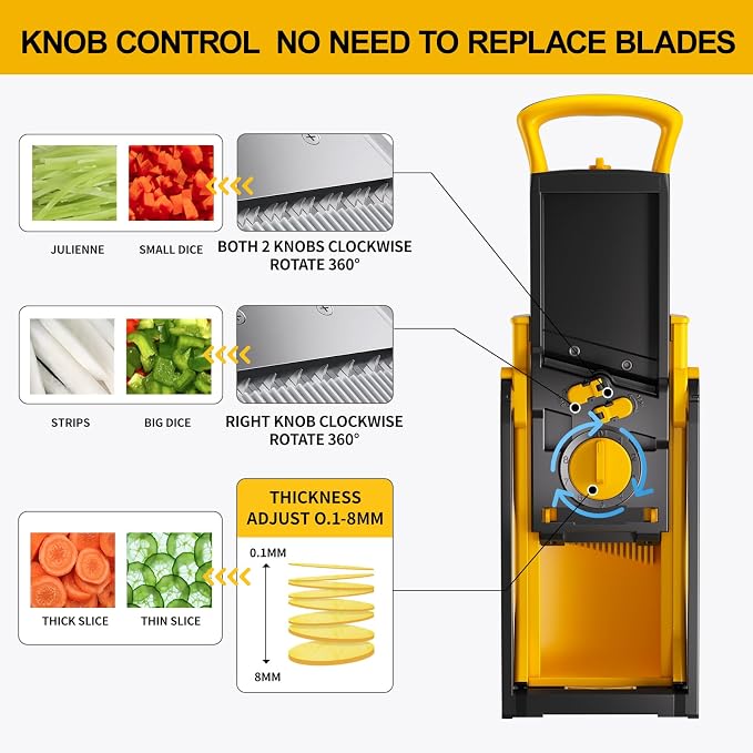 All-in-1 Safe Mandoline Slicer for Kitchen, Food Chopper with Container