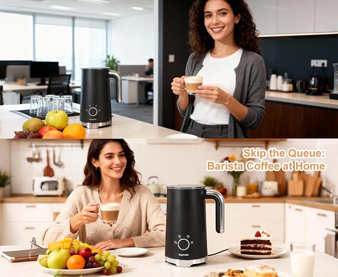 Milk Frother, Electric Milk Frother and Steamer 400W | Automatic Warm and Cold Foam Maker and Milk Warmer 4 in 1 with 2 Whisk for Latte, Cappuccino, Macchiato, Hot Chocolate Coffee