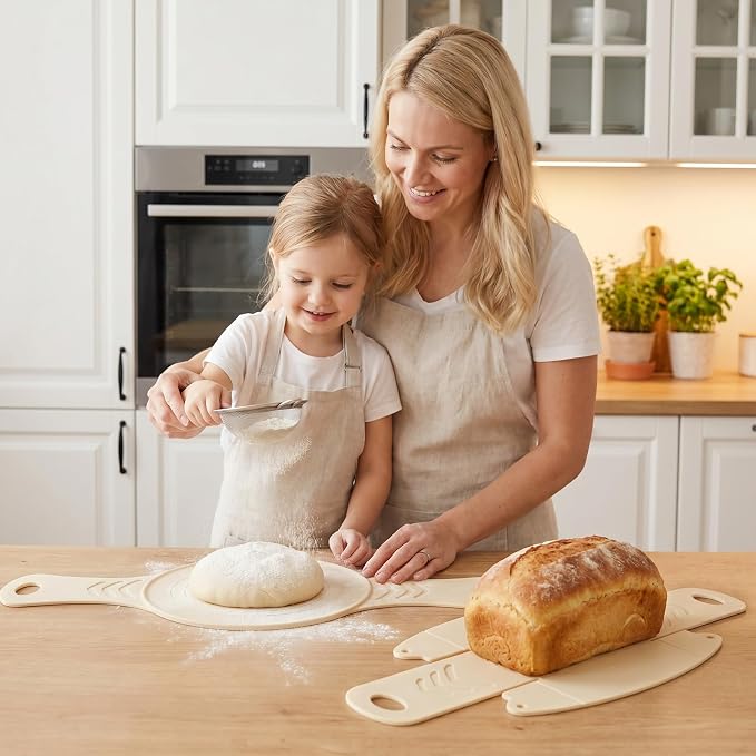 PHILORN Silicone Bread Sling for Dutch Oven, 2-Piece Oval & Round | Sourdough Baking Mat Set, 3mm & 1.8mm Thick Food-Grade Silicone, Non-Stick Reusable with Long Handles for Easy Dough Transfer