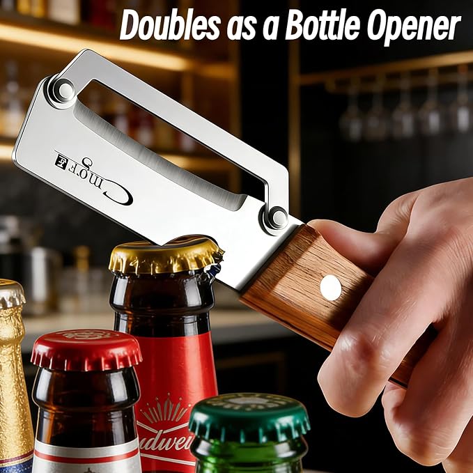 TEEVEA Left-Handed Vegetable Peeler 2-in-1 Stainless Steel Wood Handle | Multifunctional with Built-in Bottle Opener, Zero Flex Zero Snag Blade, Ultra Sharp for Fruit Potato Apple Veg, Kitchen Tool