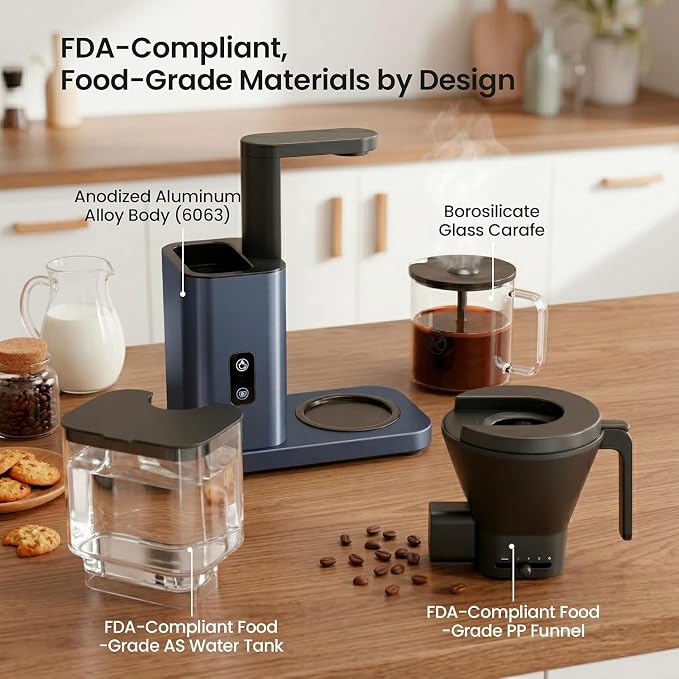 Kismile SCA-Certified 8-Cup Drip Coffee Maker with Pour-Over Control | 3-Second Heating at 197–205°F, Adjustable Flow, Removable 1.25L Water Tank, 20-Min Cold Brew and 40-Min Keep Warm