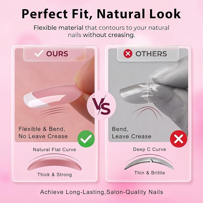 240pc White French Tip Press on Toenails for Women Pink Fake Toenails | French Fake Toe Nails Press ons Nail Square Glue on Toe Nails Acrylic Press on Toes Nails Tip Stick False Artificial Toenail