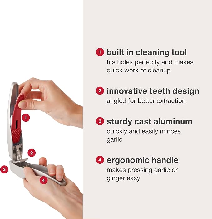 Zyliss Susi 3 Garlic Press - Garlic and Ginger Mincer - Built-In Cleaner - Garlic Crusher, Mincer and Peeler - Dishwasher Safe - Cast Aluminum