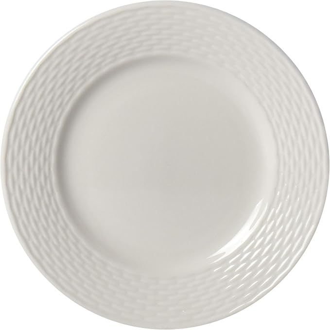 Tabletops Gallery Embossed Bone White Porcelain Round Dinnerware Collection- Chip Resistant Scratch Resistant, Dubai 12 Piece Dinnerware Set (Dinner Plate, Salad Plate, Cereal Bowl)