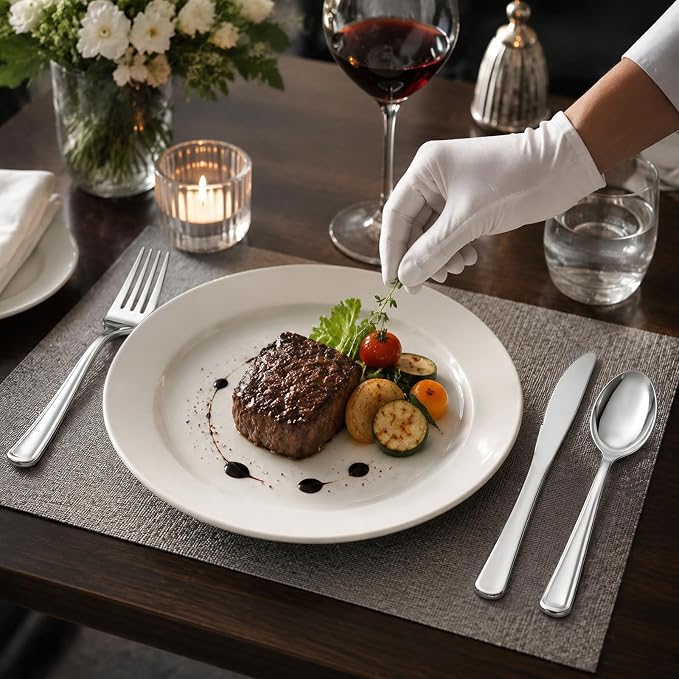 180 Pieces Silver Plastic Silverware - Silver Plastic Cutlery - Fancy Plastic Silverware Heavy Duty - 60 Forks 60 Knives 60 Spoons - Disposable Plastic Utensils Perfect for Party Wedding