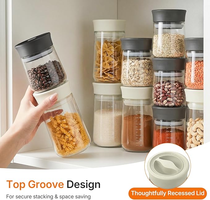 2-Pack 27oz Glass Storage Jars with Airtight Twist-Seal Lids | Easy Open/Clean, Clear Borosilicate Pantry Jar, Wide Mouth Coffee Storage Container for Coffee Bean, Sugar, Snacks, Pasta