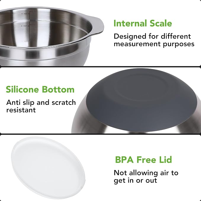 304 Stainless Steel Colander and Strainer, 5QT Large Capacity and 6QT Mixing Bowl, Micropore for Washing Rice, Fruit, and Cooked Pasta, Perfect Draining for Grain and Bean
