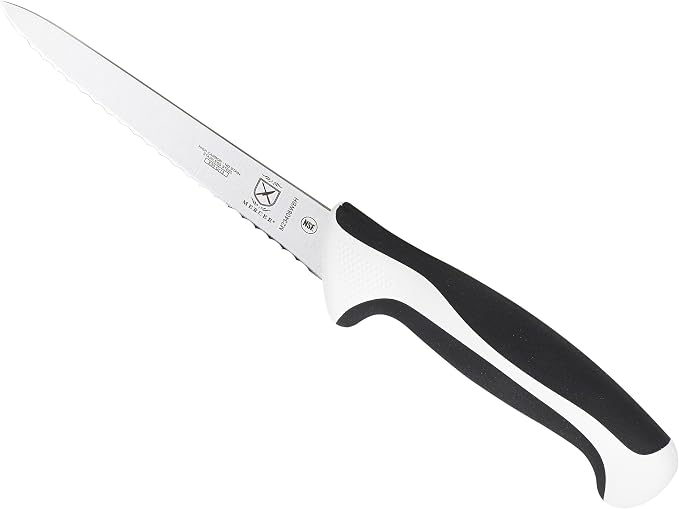 Mercer Culinary M23406WBH Millennia White Handle, 6-Inch Wavy Edge, Utility Knife