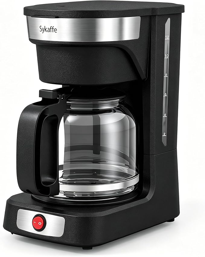 12-Cup Drip Coffee Maker,Auto Keep Warm,Reusable Filter,60Oz Size | Easy-view water tank, pause & pour,Heat-Resistant Coffee Pot, one-touch brewing for home, office, and family gatherings,black