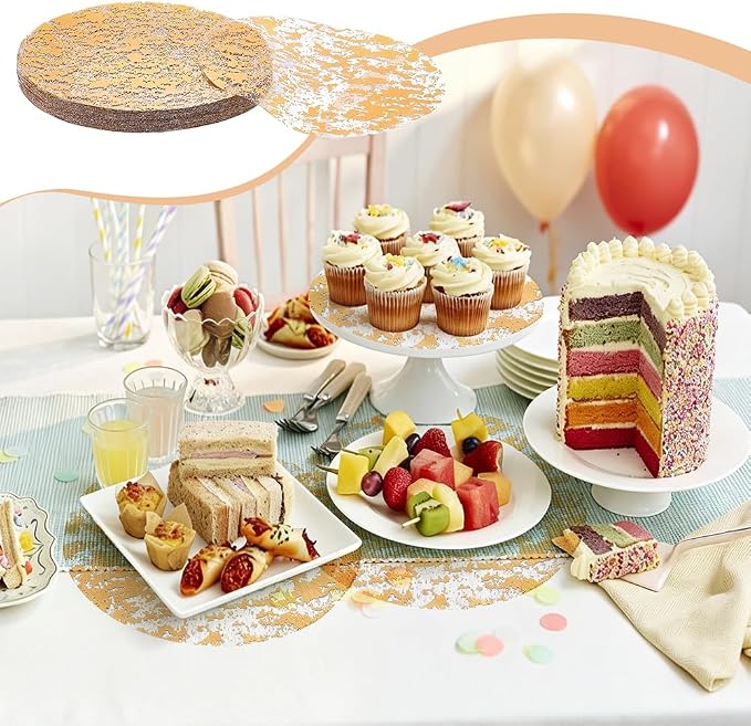 150PCS Disposable Gold Placemats Set, 13 Inch Gold Foil Table Mats Bulk, Metallic Mesh Pressed Round Doilies for Tables, Paper Placemats for Wedding Birthday Dining Party Table Home Decor