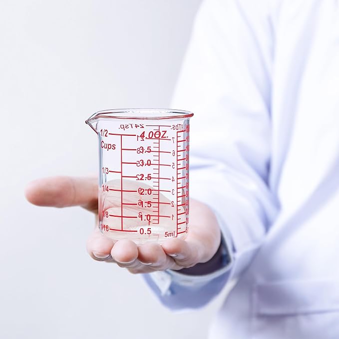 120 ML/4OZ High Borosilicate Glass Measuring Cup-V-Shaped Spout,Glass Measuring Beaker for Kitchen or Restaurant, Easy to Read(SINGLE)