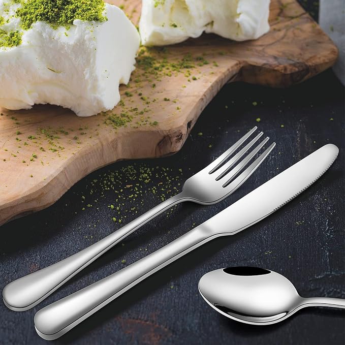 Silverware Set for 8,SANLUNS 40-Pieces Heavy Duty Stainless Steel Flatware Utensils Cutlery Set, Steak Knife/Spoons/Forks, Wedding Housewarming Gift Service for 8,Mirror Polished, Dishwasher Safe