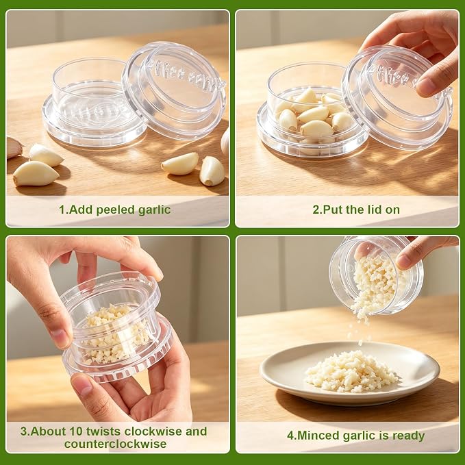 2PCS Clear Manual Garlic Twister | Multi-Functional Garlic Press Tool, For Garlic, Onion, Ginger, Herbs, Nuts