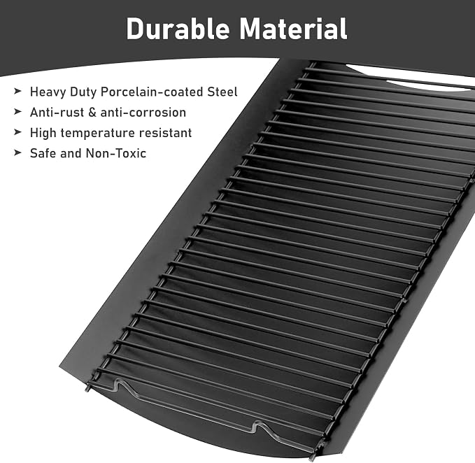 Uniflasy 20 Inches Ash Pan Replacement for Chargriller 5050, 5072, 5650, 2123, 2223, 2823 Charcoal Grills,Char-Griller Grill Grate Model 200157,Chargriller Replacement Part with 2pcs Fire Grate Hanger