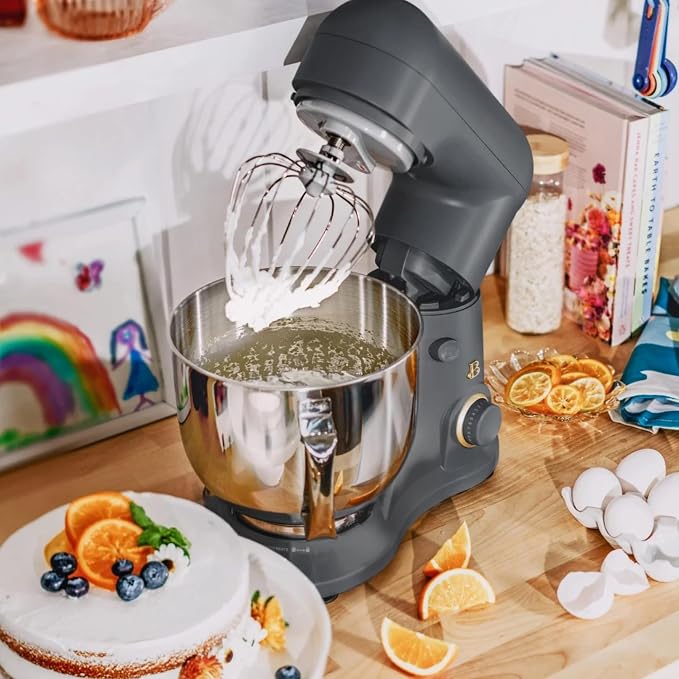 5.3 Qt Stand Mixer, 300W Electric Kitchen Mixer with 12 Speeds, Tilt Head Design, Stainless Steel Bowl, Dough Hook Whisk Beater Splash Guard (Oyster Gray)