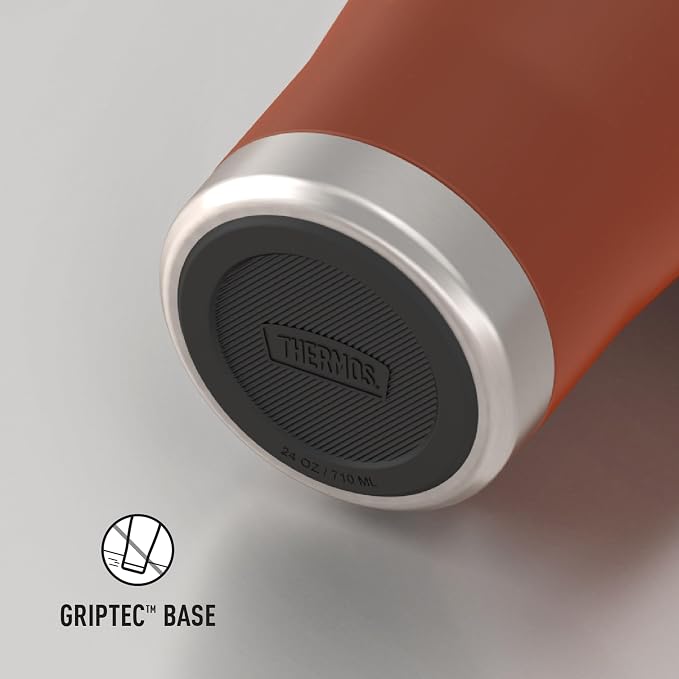 THERMOS Icon Series 24oz Stainless Steel Tumbler with Slide Lock Lid, Leakproof, Fits Cupholder, Dishwasher Safe, Griptec™ Non‑Slip Base, Keeps Drinks Hot 6 Hrs/Cold 22 Hrs, Saddle
