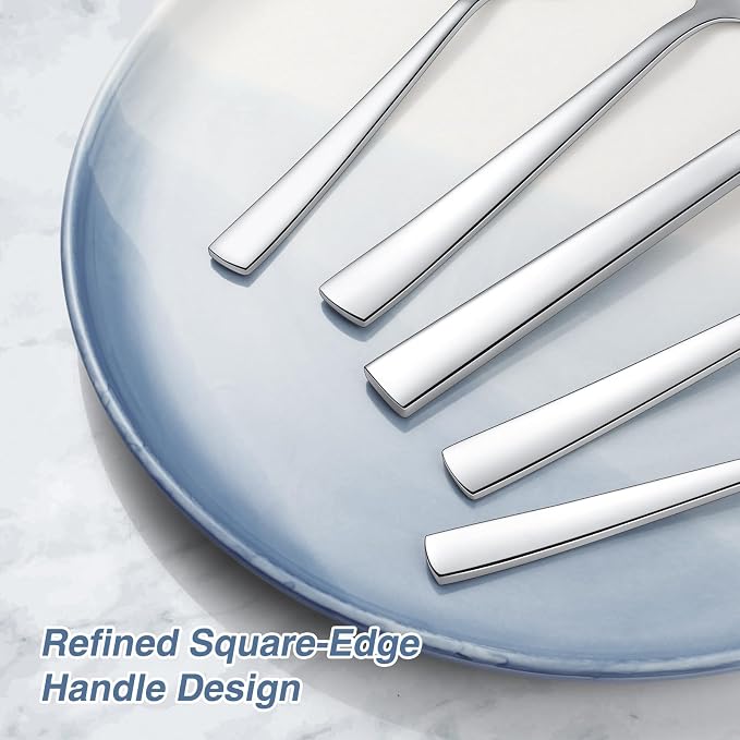 Yoehka 60 Piece Silverware Set, Stainless Steel Flatware Set for 12 | Heavy Duty, Mirror Polished Cutlery Set, Include Spoons/Forks/Knives, For Home Restaurant Hotel, Dishwasher Safe