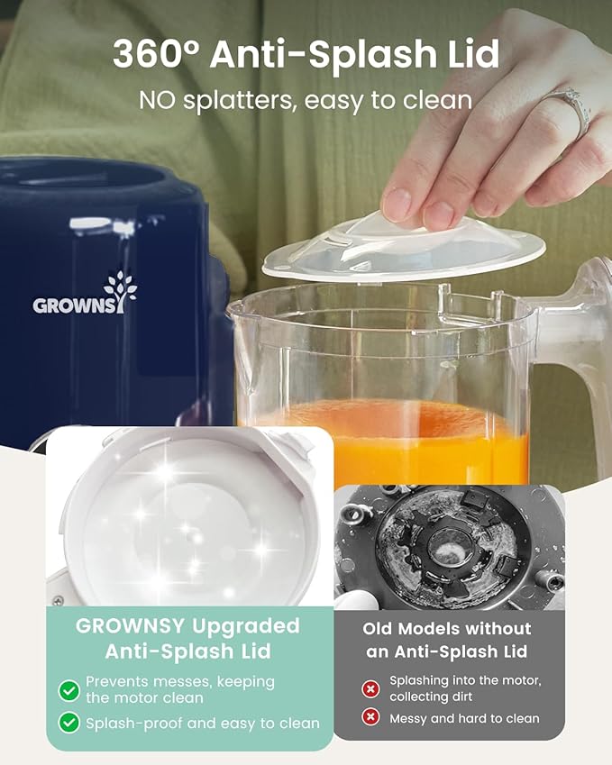 Grownsy Baby Food Maker, Steam & Blend Baby Food Processor, Dark Blue | BPA-Free Elevated Steam Basket, Healthy Homemade Baby Food Purees, Starting Solids & BLW, Baby Feeding Essentials, 6+ Months