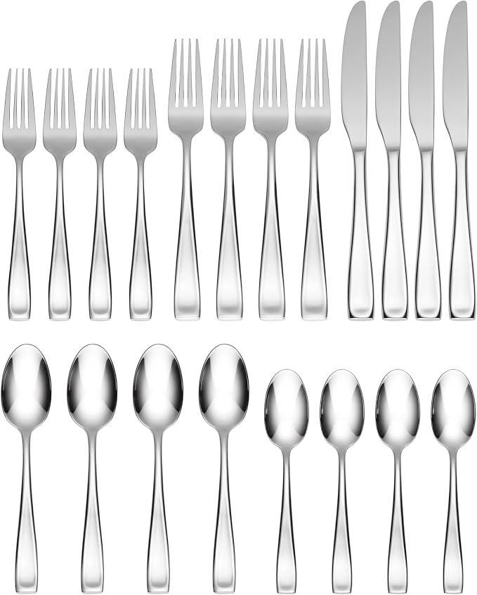 Oneida Moda 20-Piece 18/10 Silverware Set for 4, Flatware | silver, dishwasher safe | includes knives, forks, and spoons | heavy duty, cutlery set for kitchen and dining, utensil set