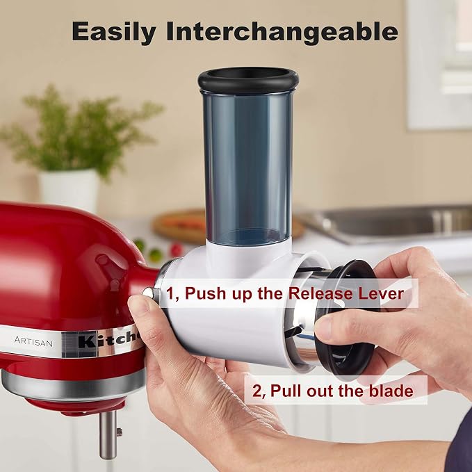 HOZODO Slicer Shredder Attachment for KitchenAid Stand Mixer | Cheese Grater Attachment for KitchenAid Stand Mixer, Food Processor with 3 Blades