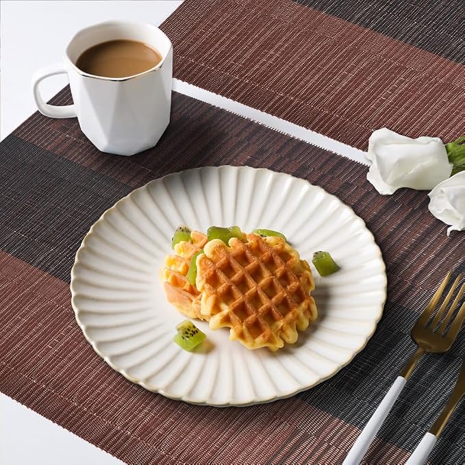 homEdge PVC Placemat, 4 PCS of Non-Slip Heat Resistant Place Mats, Washable Vinyl Placemats, Set of 4 – Ombre Brown Black