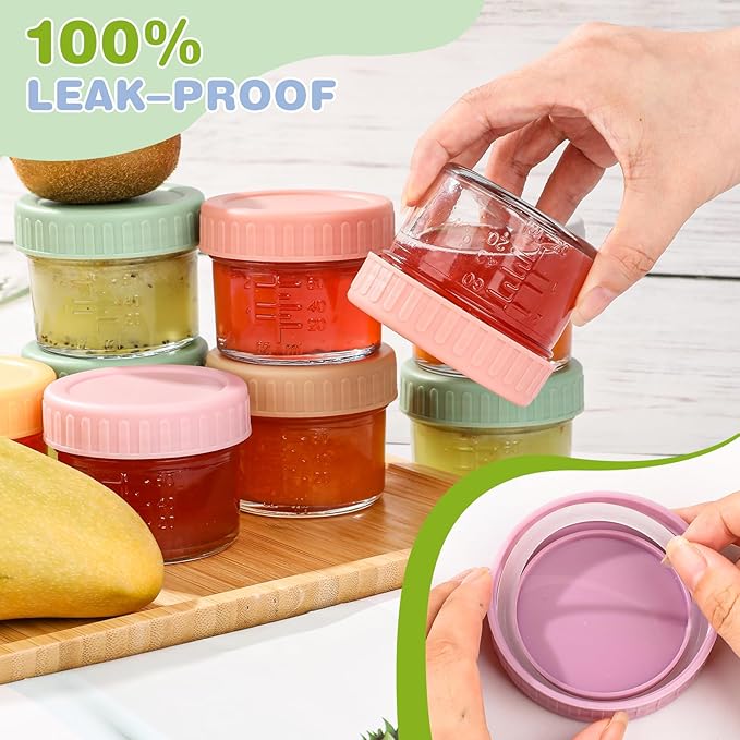 RowinsyDD 40 Pack Baby Food Containers, 4 oz Glass Baby Food Jars with Lids | Baby Food Storage Containers Small Baby Food Jars Glass with Lids Baby Food Containers for Freezer Microwave Safe BPA Free