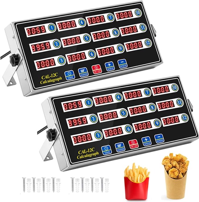 Relaxweex 2 Pack 12 Channel Kitchen Timers for Cooking, Commercial Digital Kitchen Timer with Loud Alarm, Large LCD Display, Restaurant Fryer, Chef, Baking Supplies