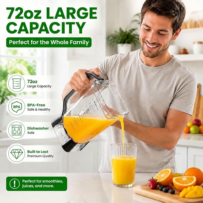 72oz XL Replacement Blender Pitcher for Ninja BN701, with Lid | Compatible with Ninja BN701C BN700C BC701CCO. Dishwasher safe heavy-duty thickened. BPA-free food-grade.