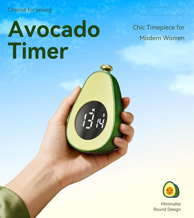 Digital Visual Timer Kitchen Timer for Yoga, Exercise, 99-Minute Silent Countdown, Time Management Tool with Pause Function (Avocado)