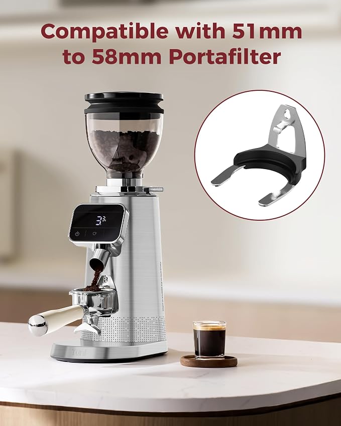 Tuni G3 64mm Flat Burr Electric Coffee Grinder with 100 Grind, Silver | Commercial Grade Espresso Grinder with Single Dose Set, Touchscreen Display, Anti-Static Tech, Stainless Steel