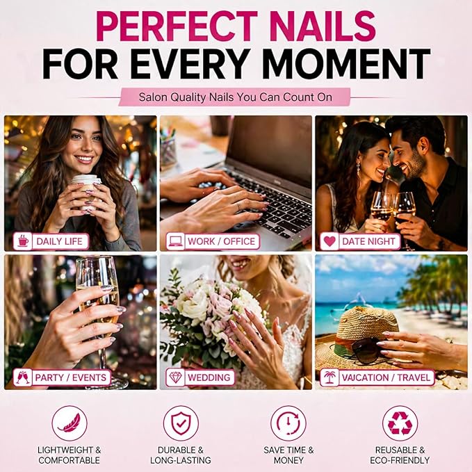 White French Tip Press On Nails Short Almond Fake Nails Silver Glitter Acrylic Nail Tips Reusable Full Cover Glue on Nails White Ombre False Nails Shiny French Manicure for Women Girls 30Pcs